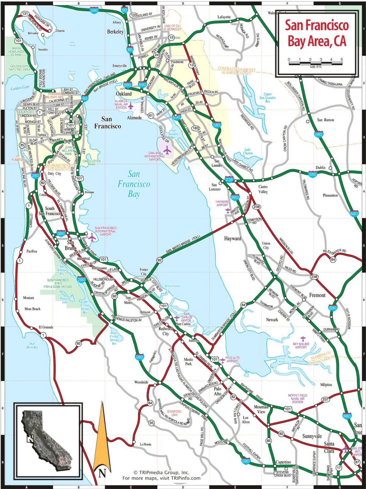 kort over San Francisco bay area