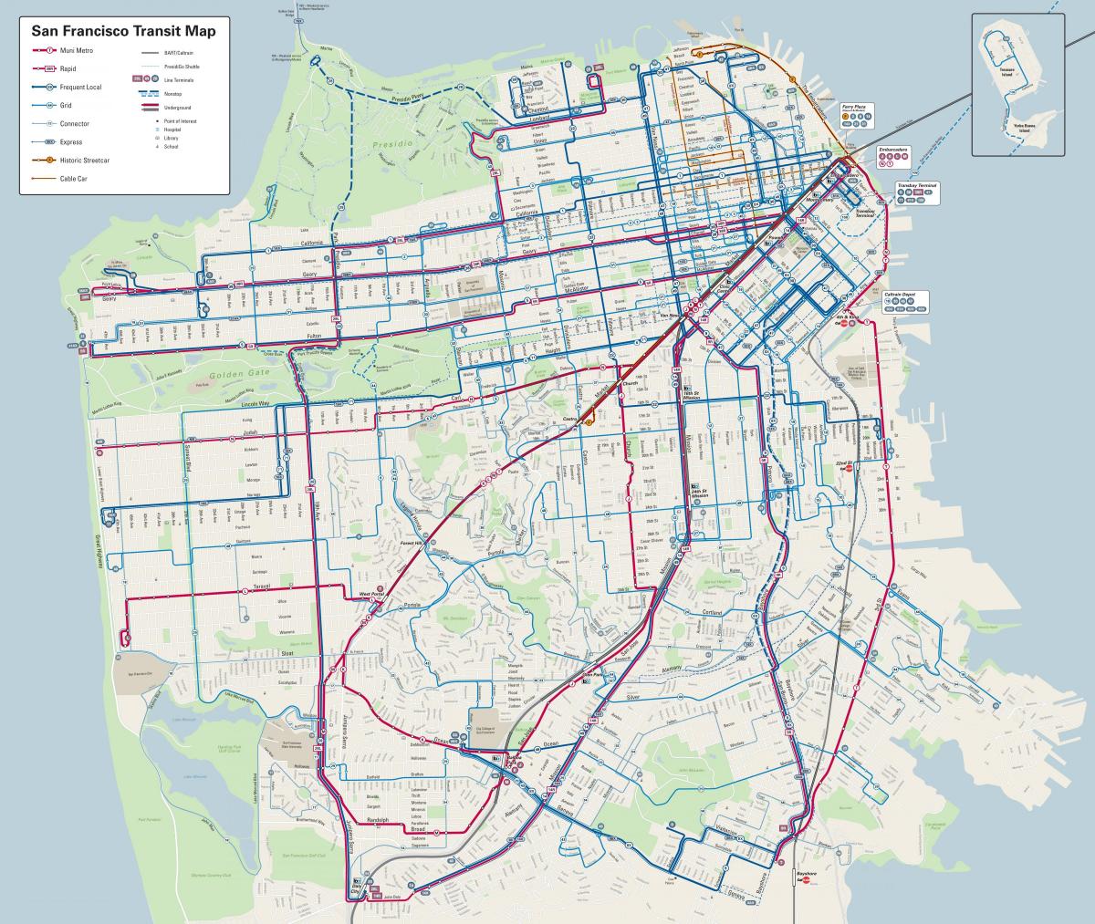 San Francisco buslinjer kort