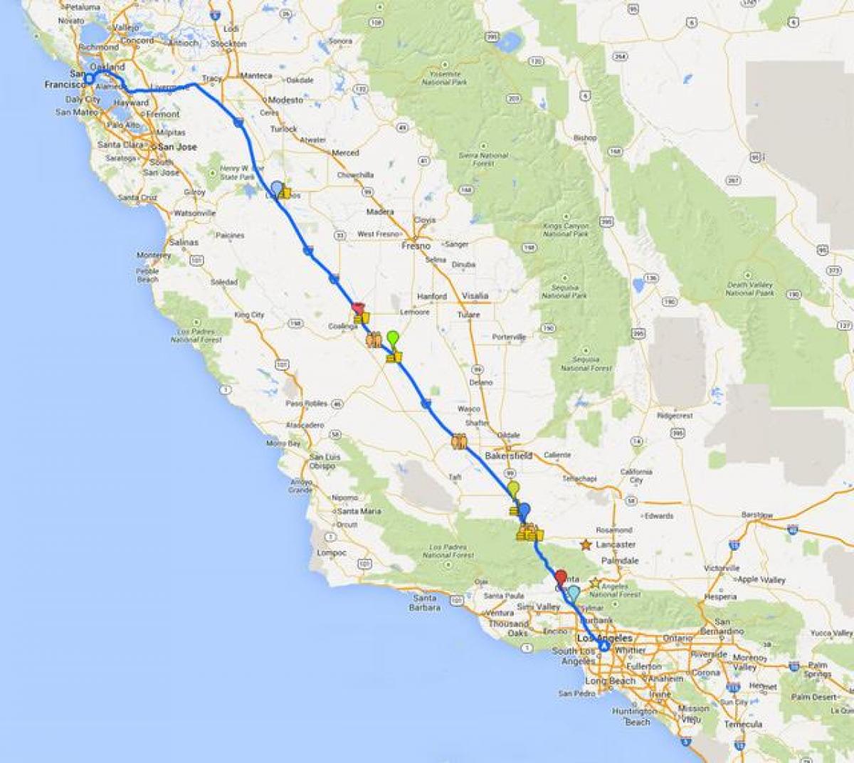 Kort over San Francisco kører tour