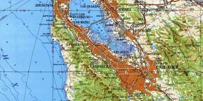 San Francisco bay area topografisk kort
