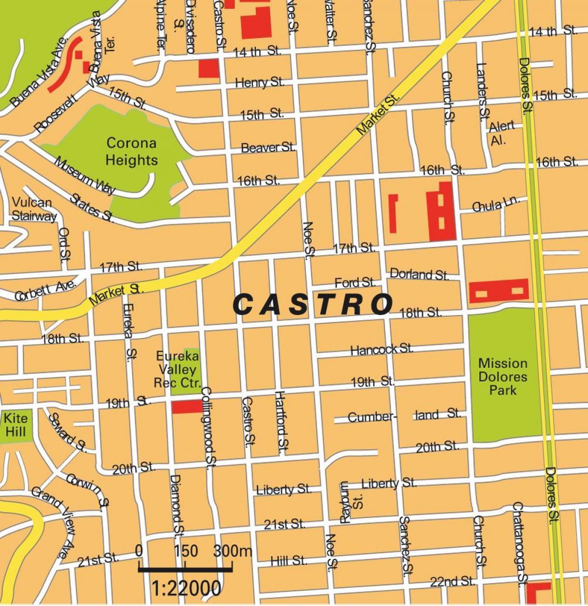 kort over castro-kvarter i San Francisco