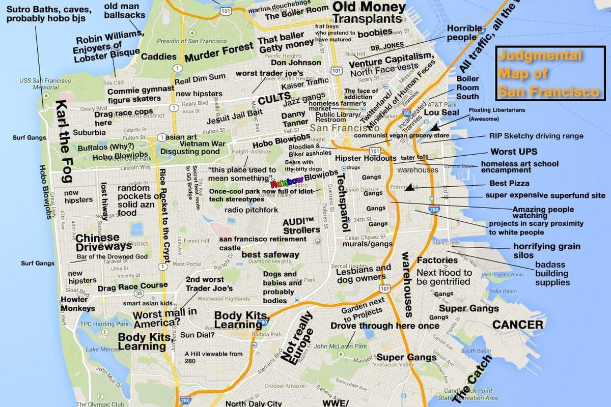 Kort over fordømmende San Francisco