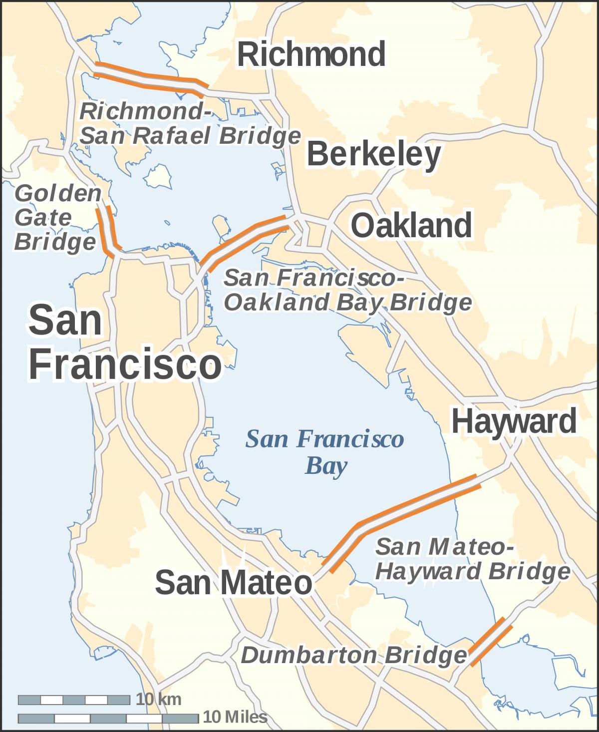 kort over San Francisco golden gate bridge