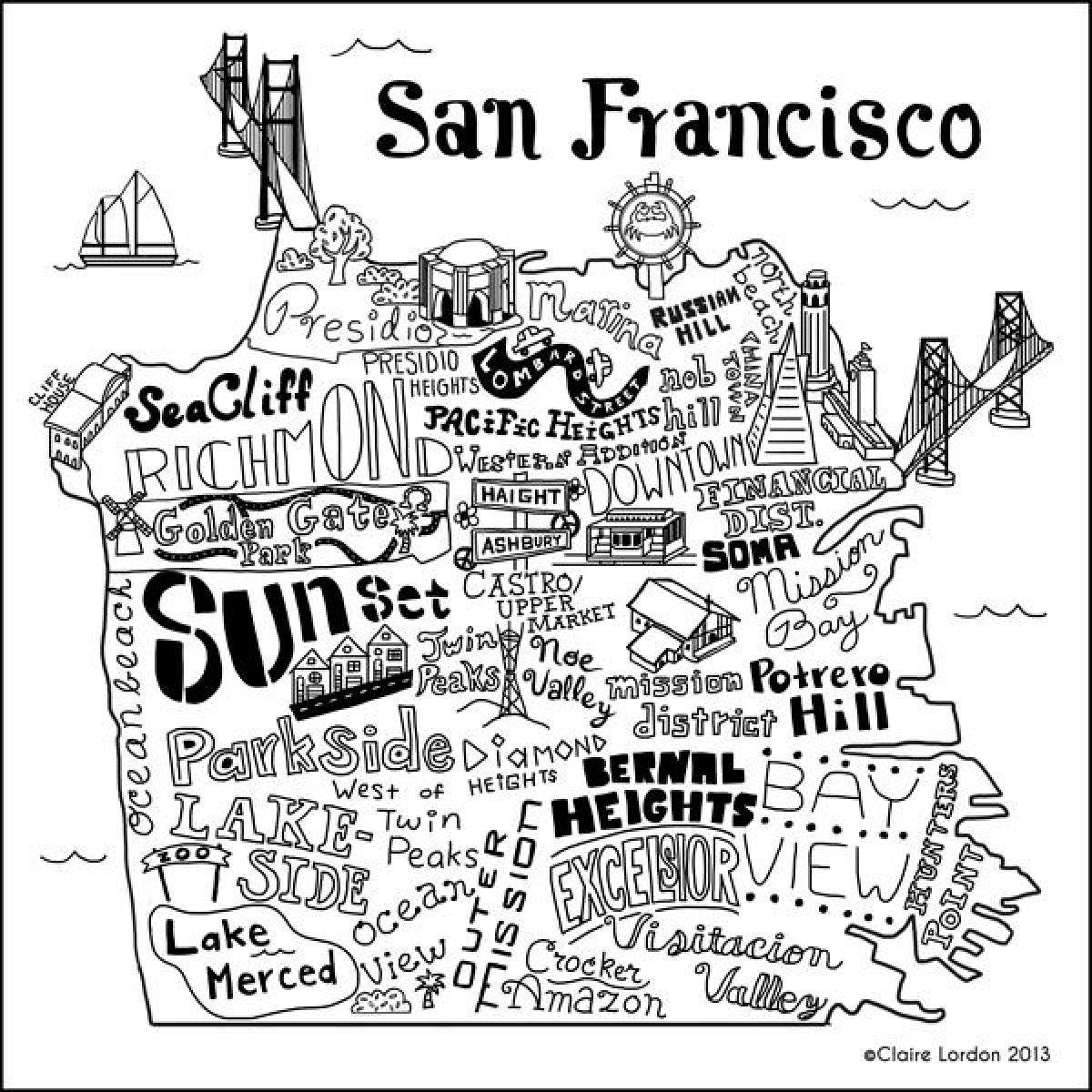 Kort over butikken San Francisco