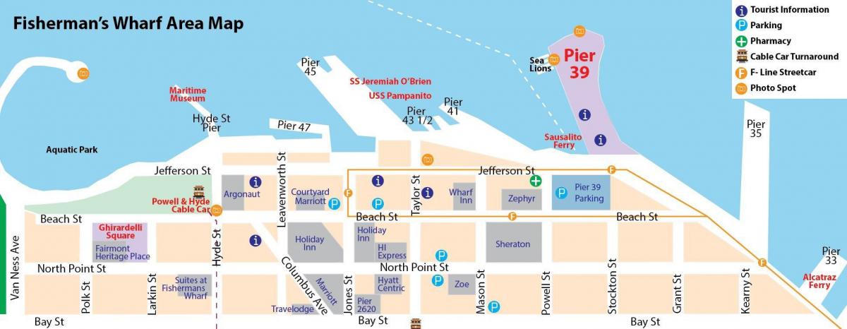 kort over San Francisco fisherman ' s wharf-området