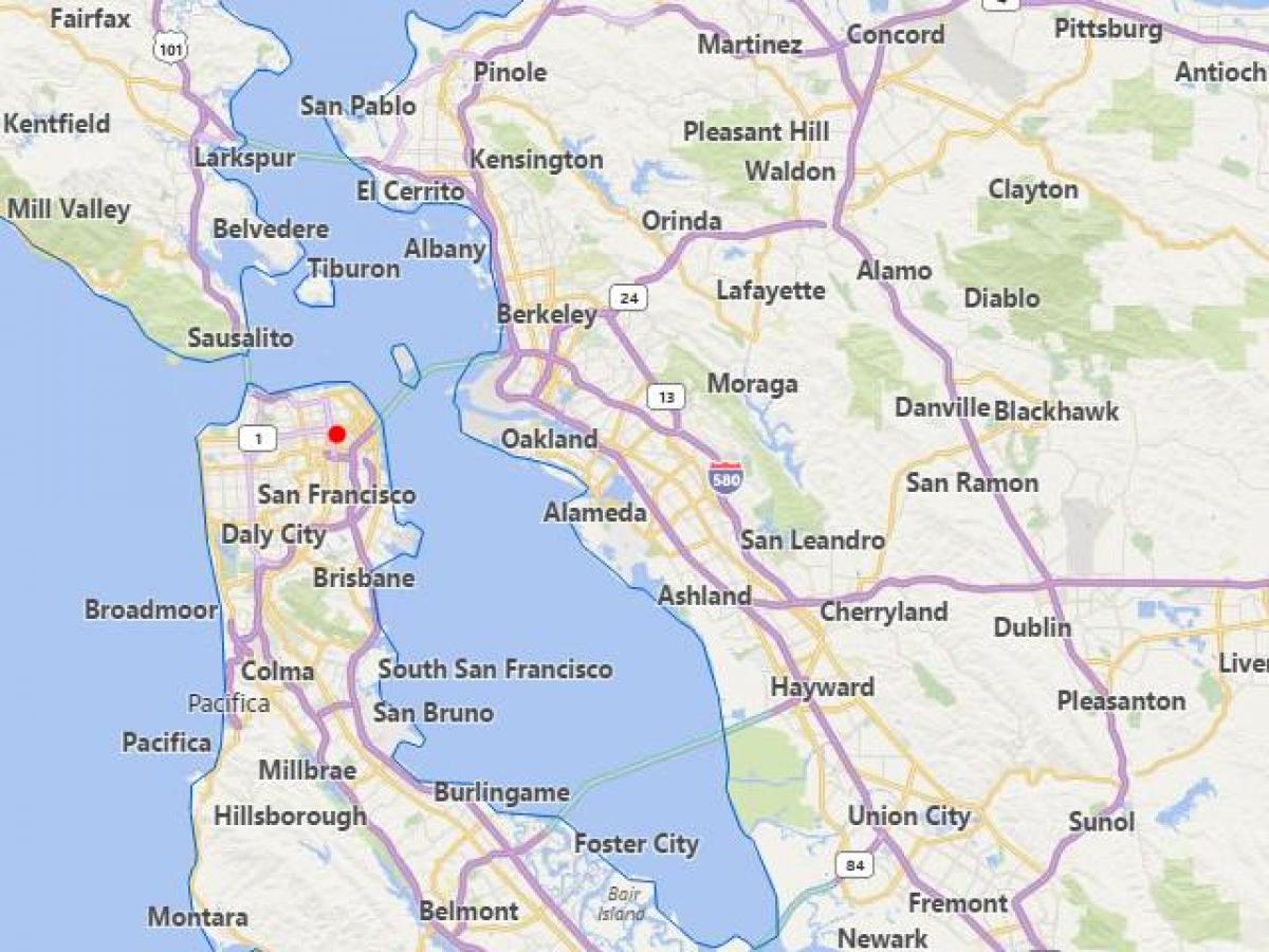 kort over californien byer nær San Francisco