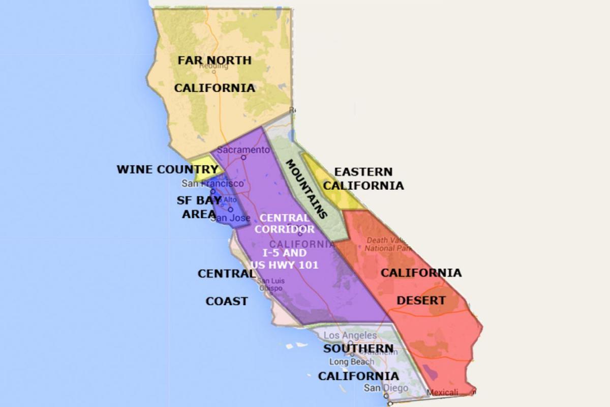 Kort over californien nord for San Francisco