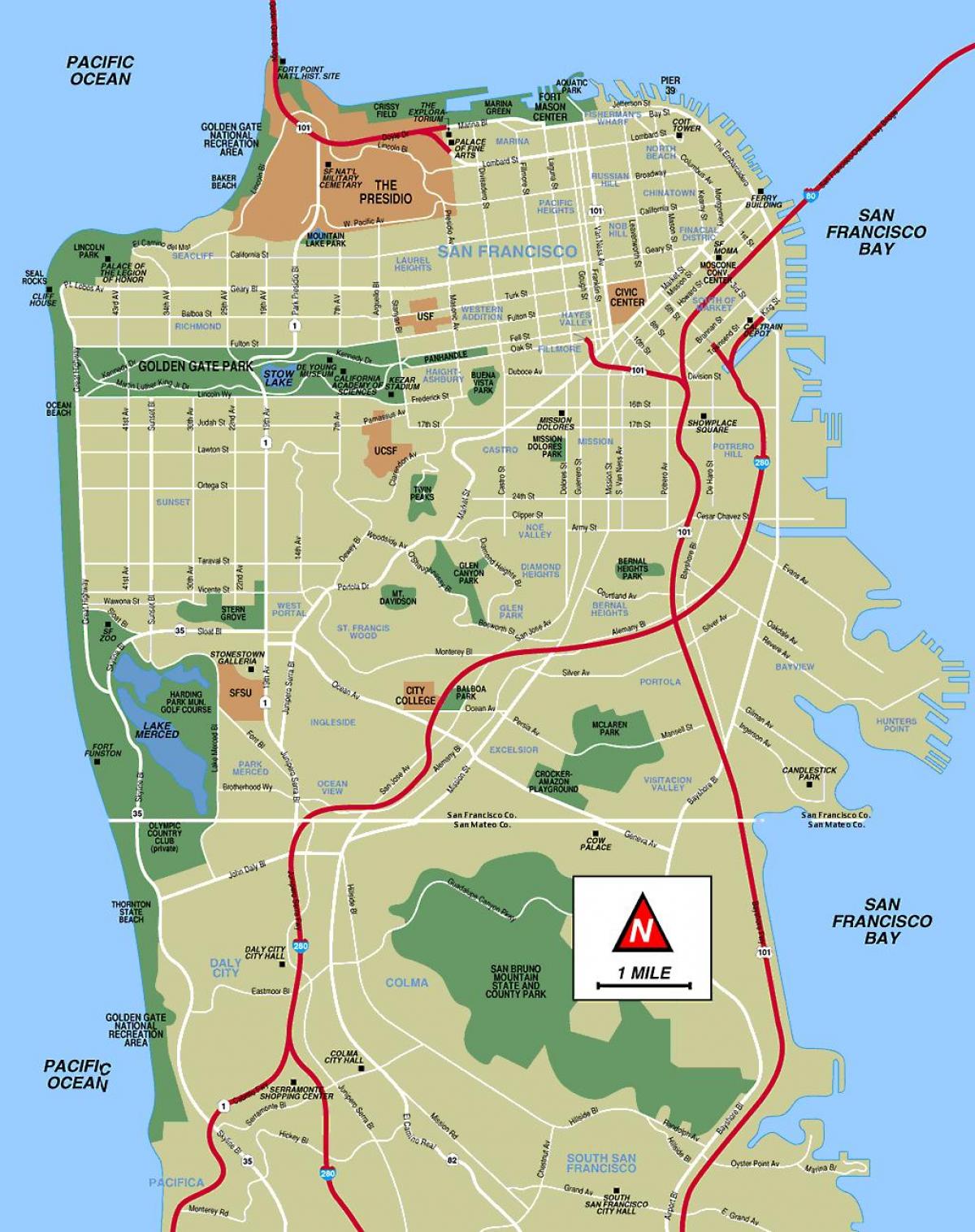 et kort over San Francisco