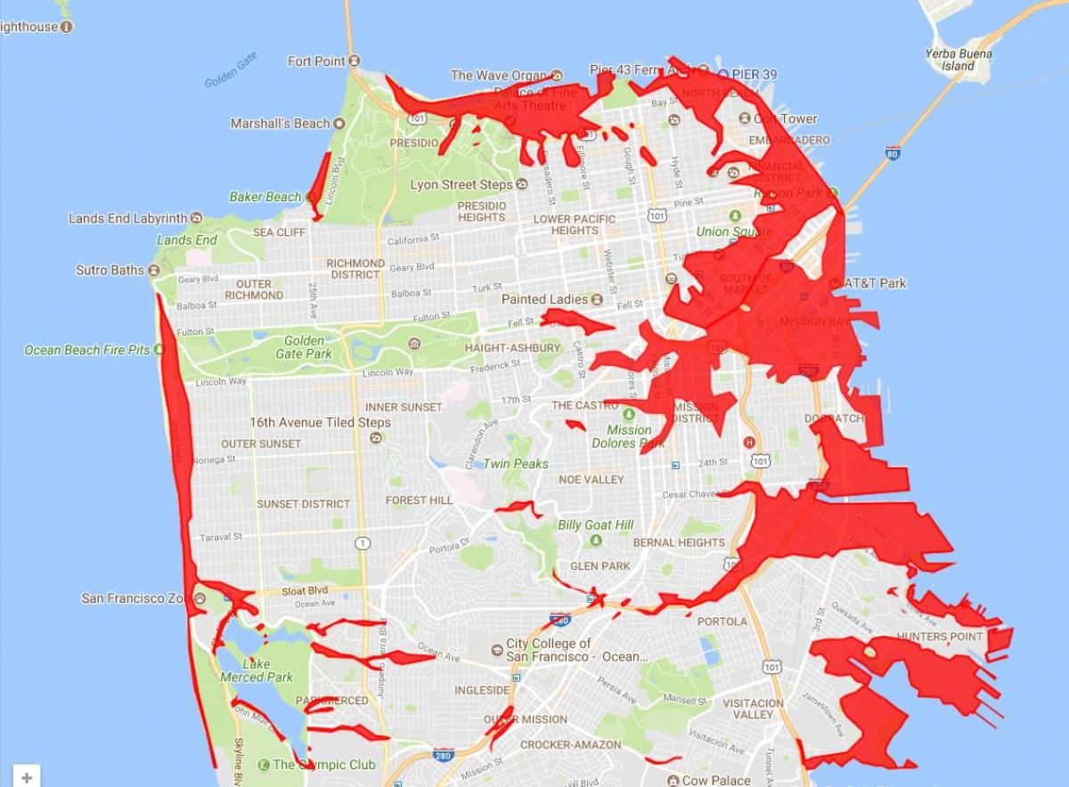 San Francisco områder for at undgå kort