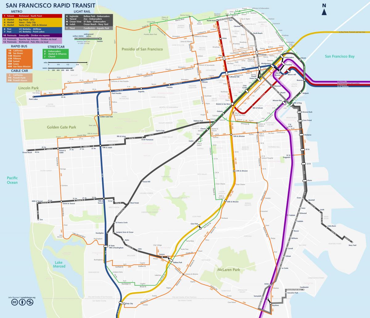 Kort over San Fran transit