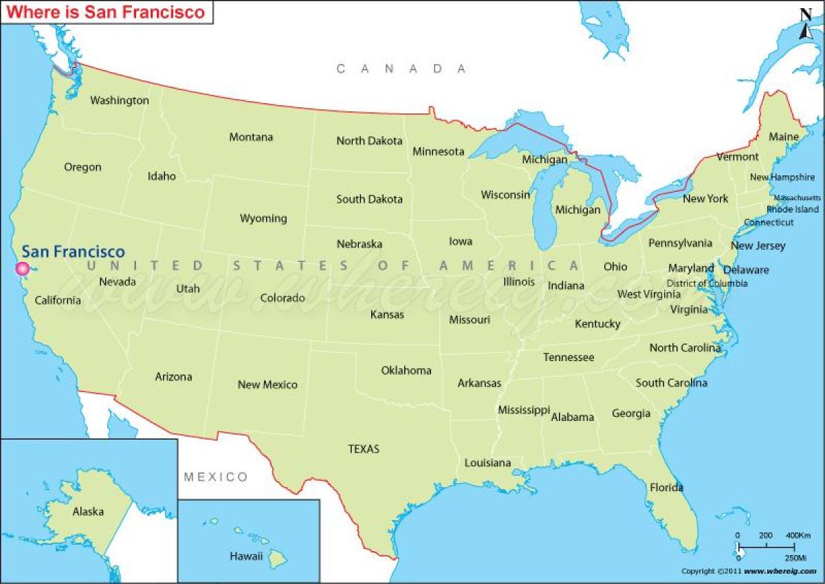 kort over San Francisco californien, usa