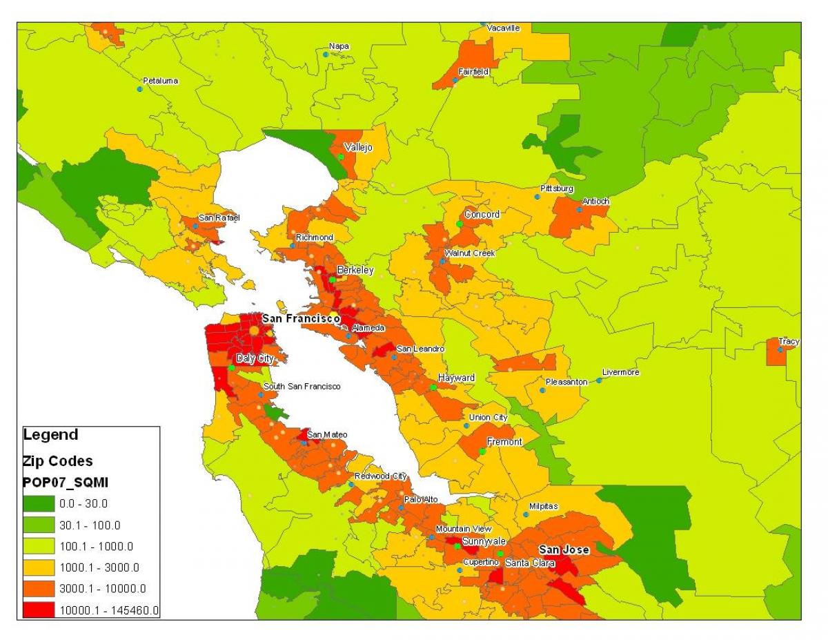 Kort over San Francisco befolkning
