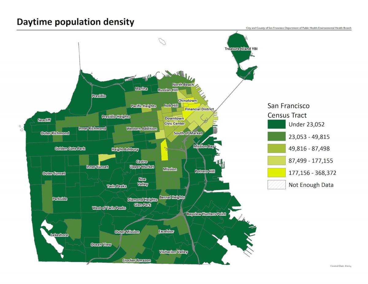 Kort over San Francisco befolkningstæthed