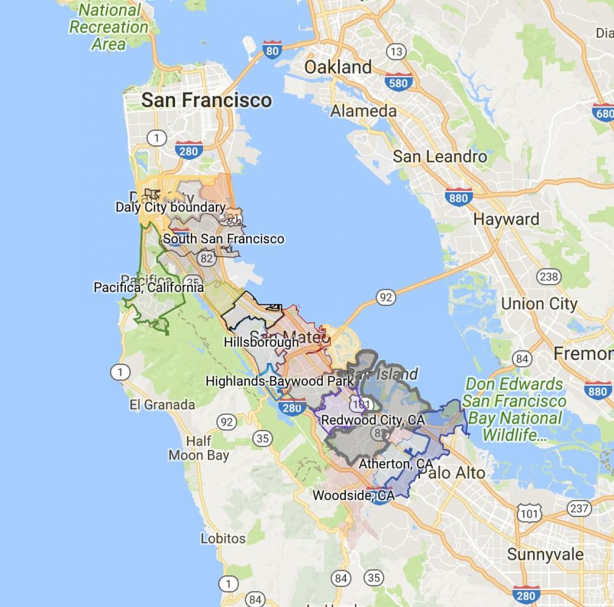 Kort over San Francisco city grænser