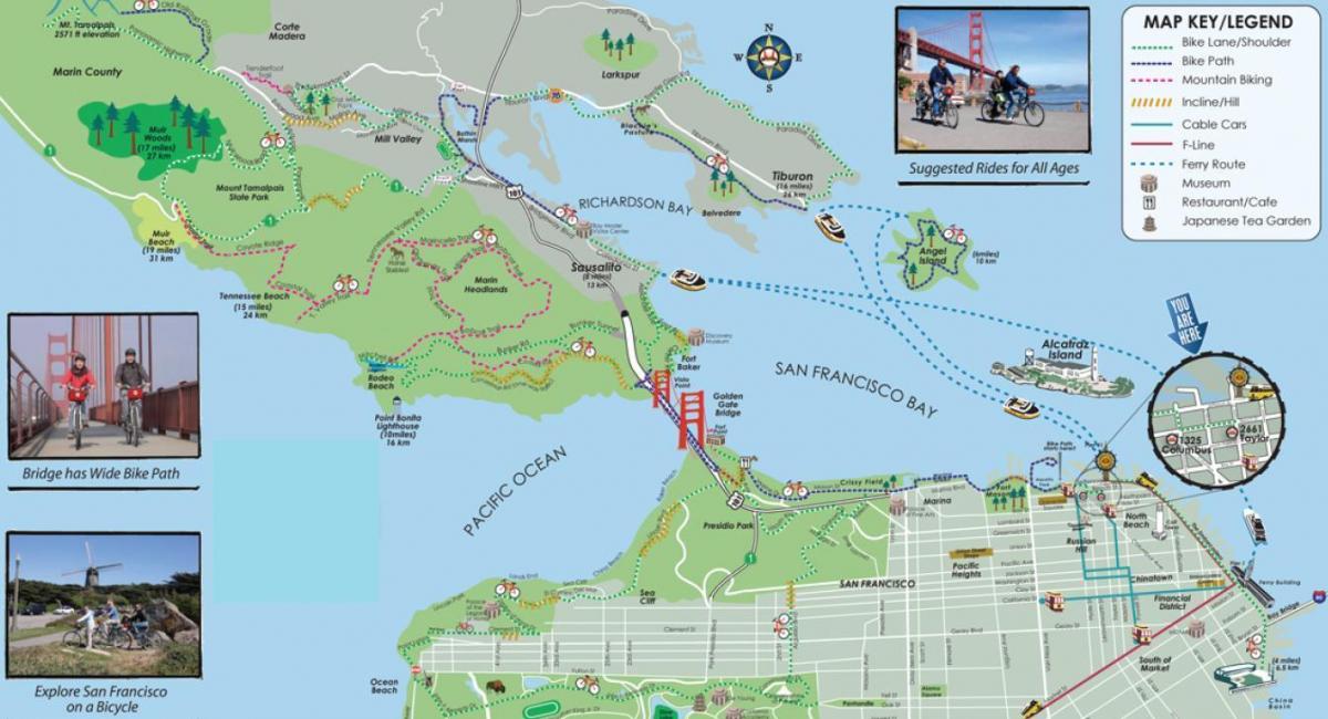Kort over San Francisco cykel tur