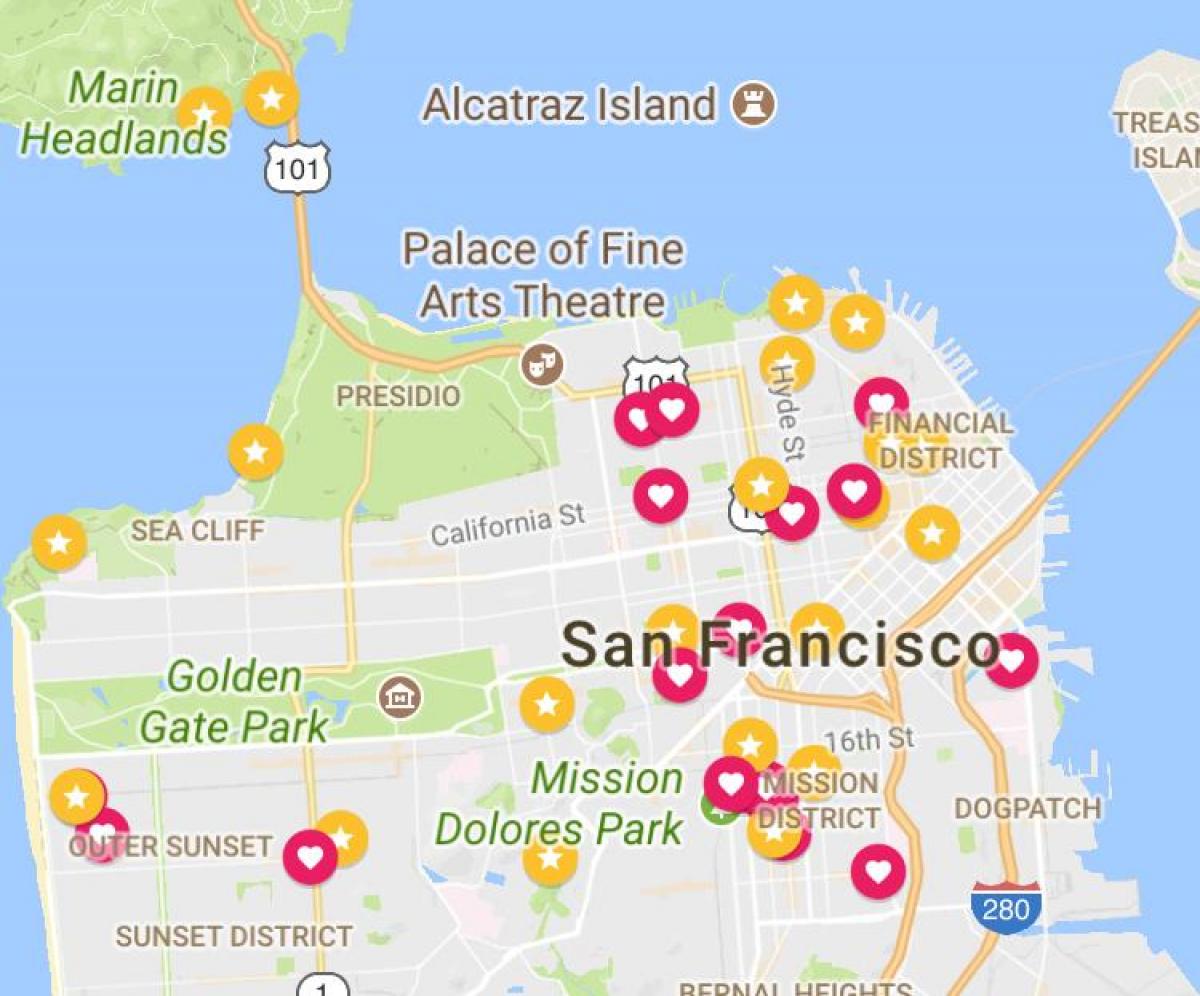 Kort over San Francisco financial district