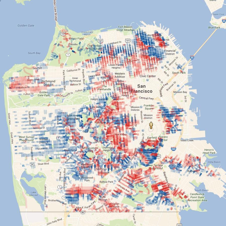 Kort over San Francisco højde