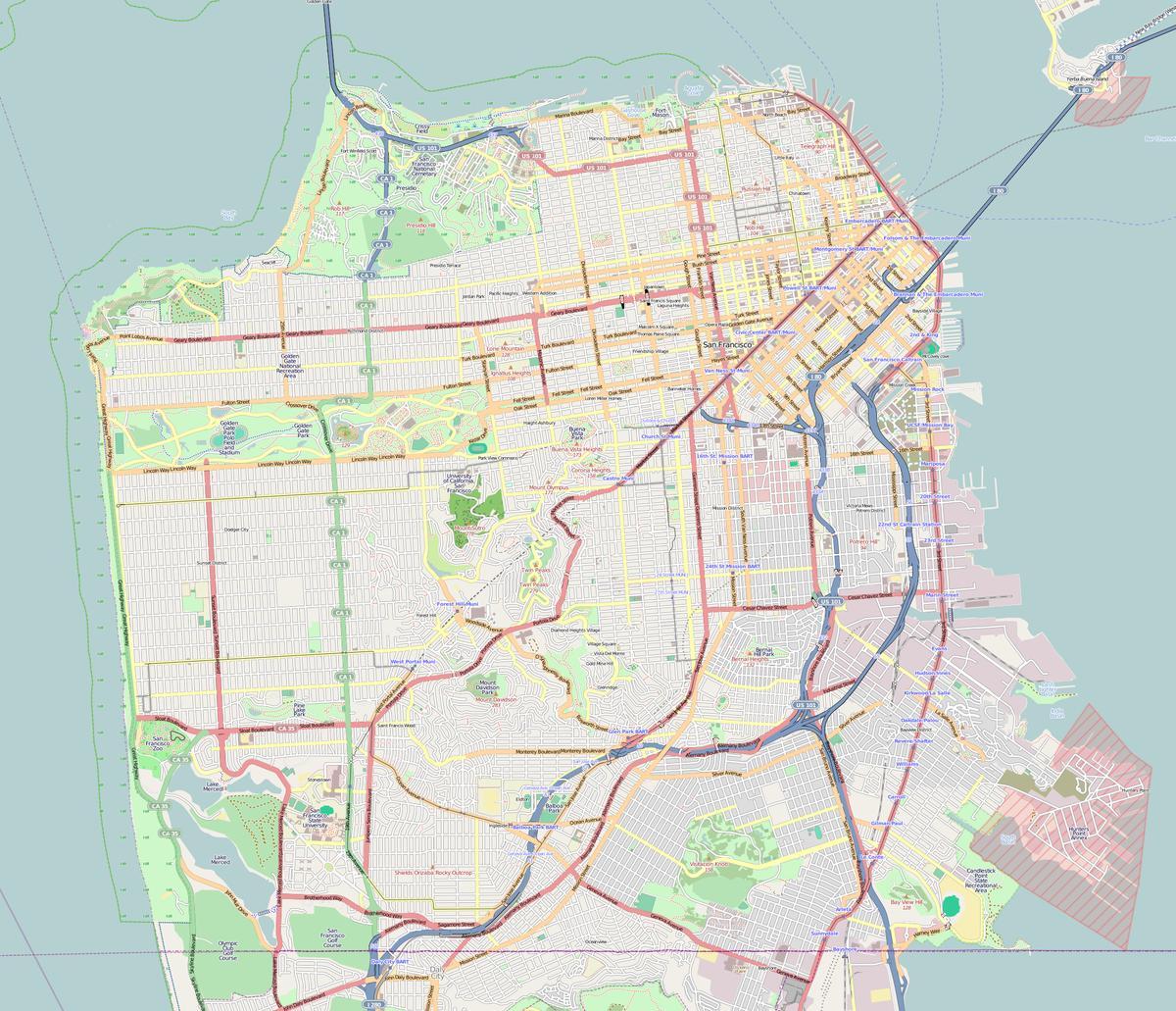 Kort over San Francisco oversigt