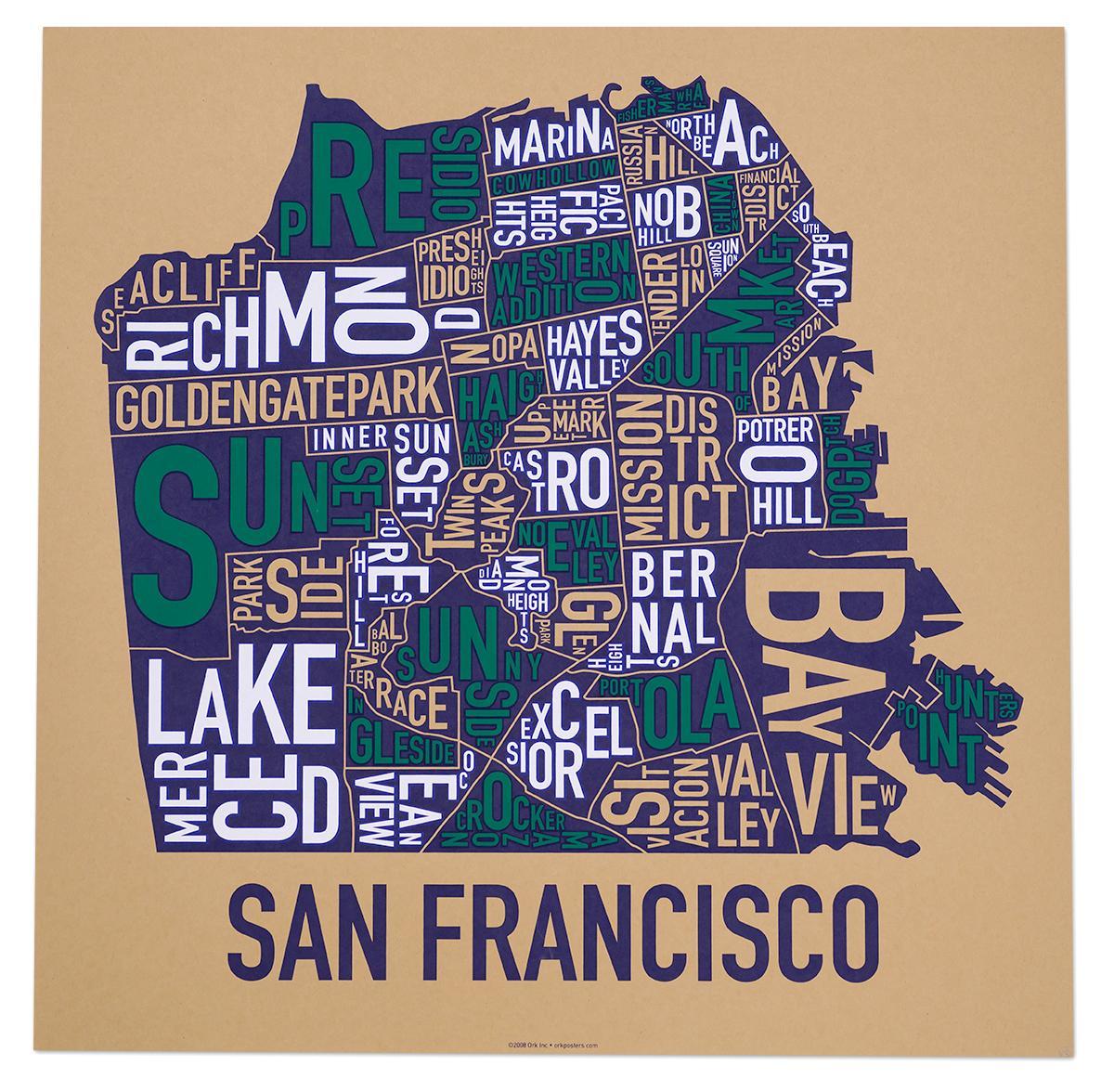San Francisco-kvarter kort plakat