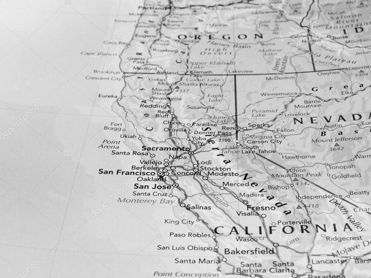 sort / hvidt kort over San Francisco