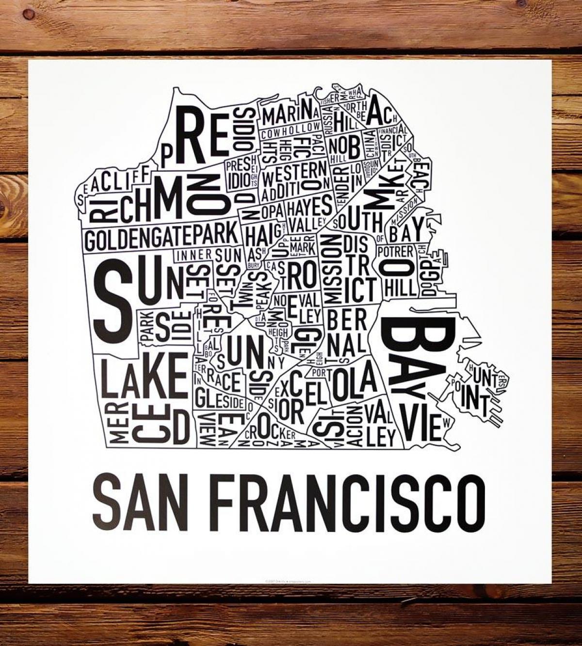 Kort over San Francisco-kvarter kunst