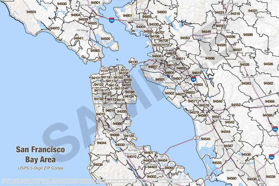bay area-området kode kort