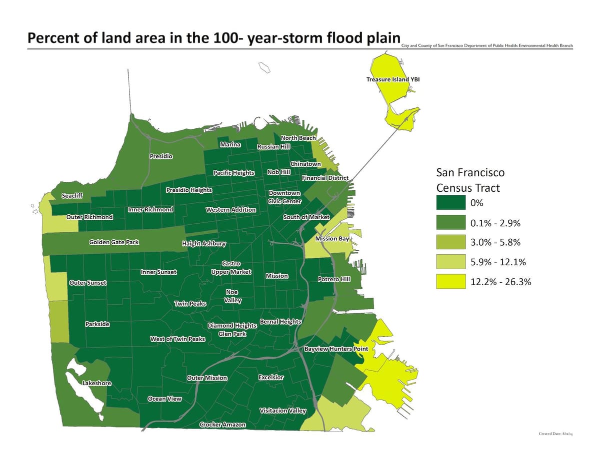 Kort over San Francisco oversvømmelse zone