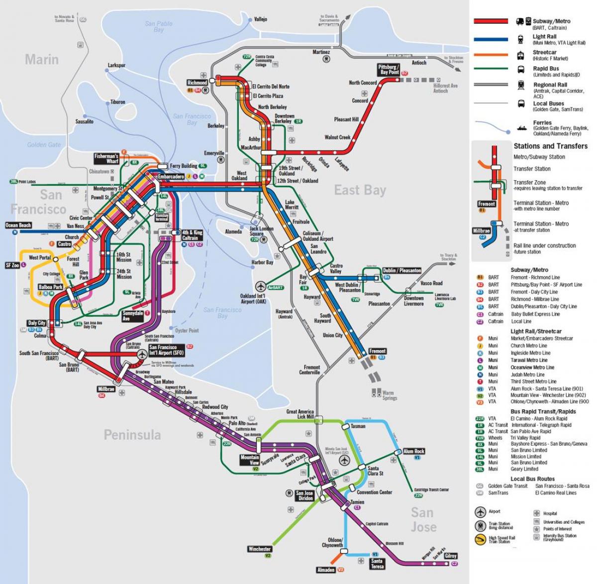kort offentlige transport San Francisco