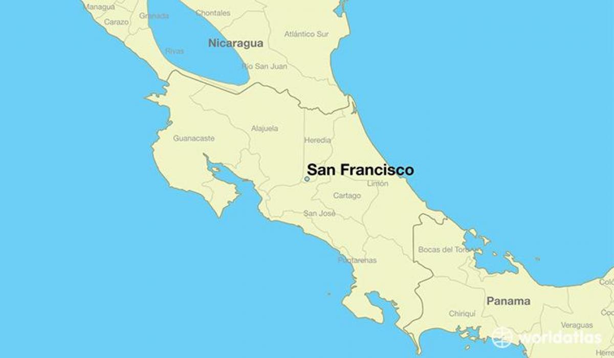 Kort over San Francisco på en verden