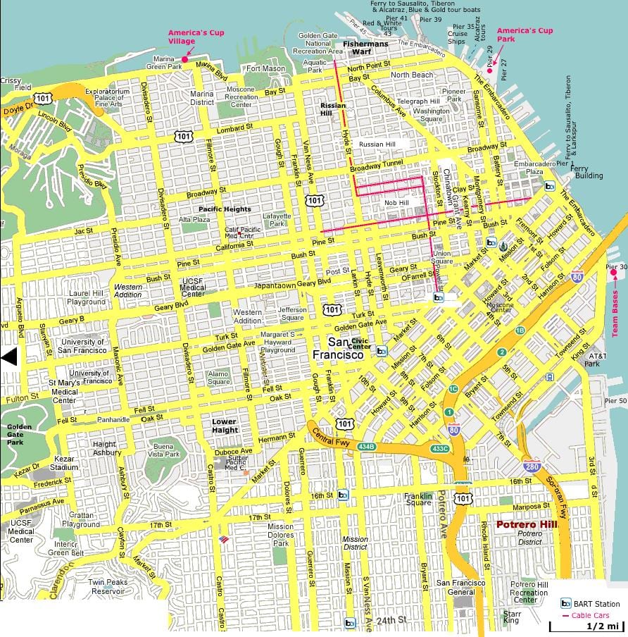 San Francisco seværdigheder kort