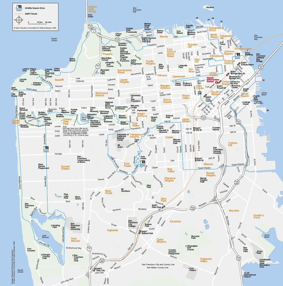 Kort over San Francisco seværdigheder