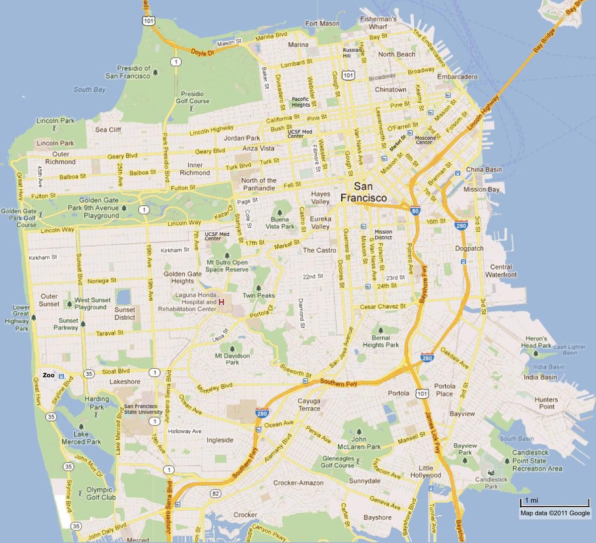 San Francisco seværdigheder kort
