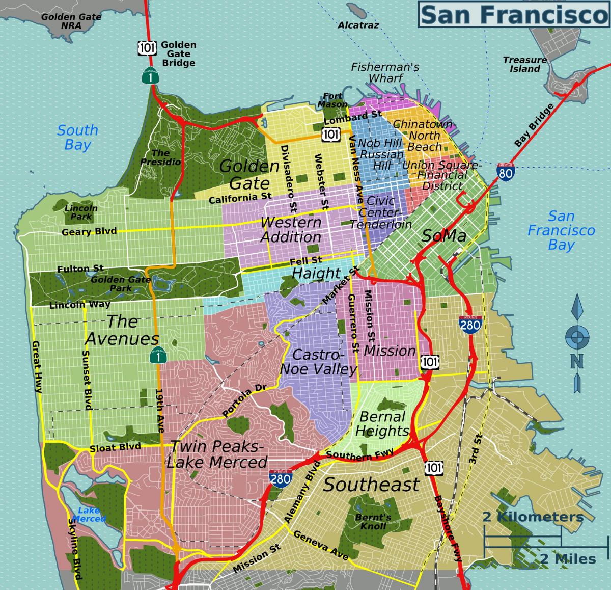 street map of San Francisco, californien