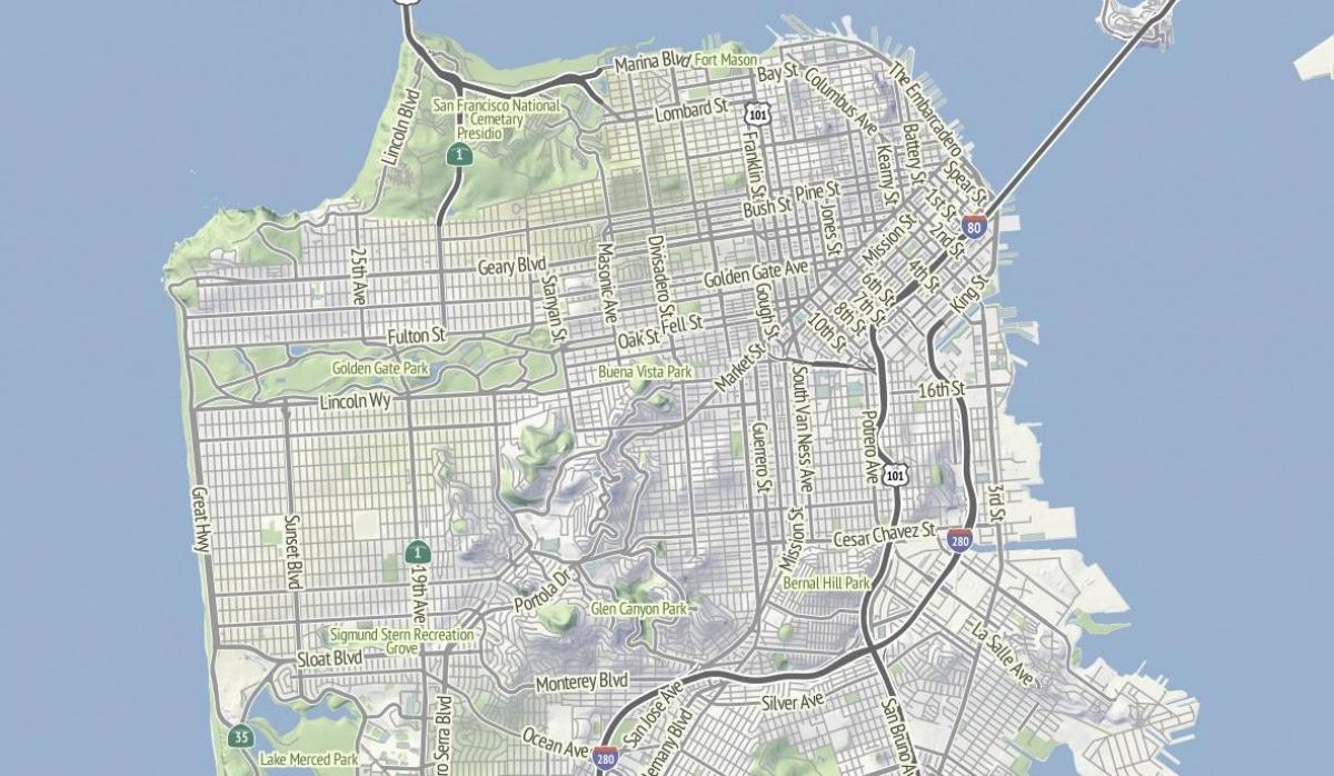 Kort over San Francisco terræn