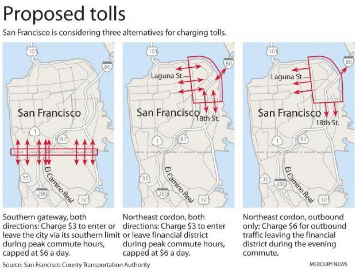 Kort over San Francisco vejafgifter