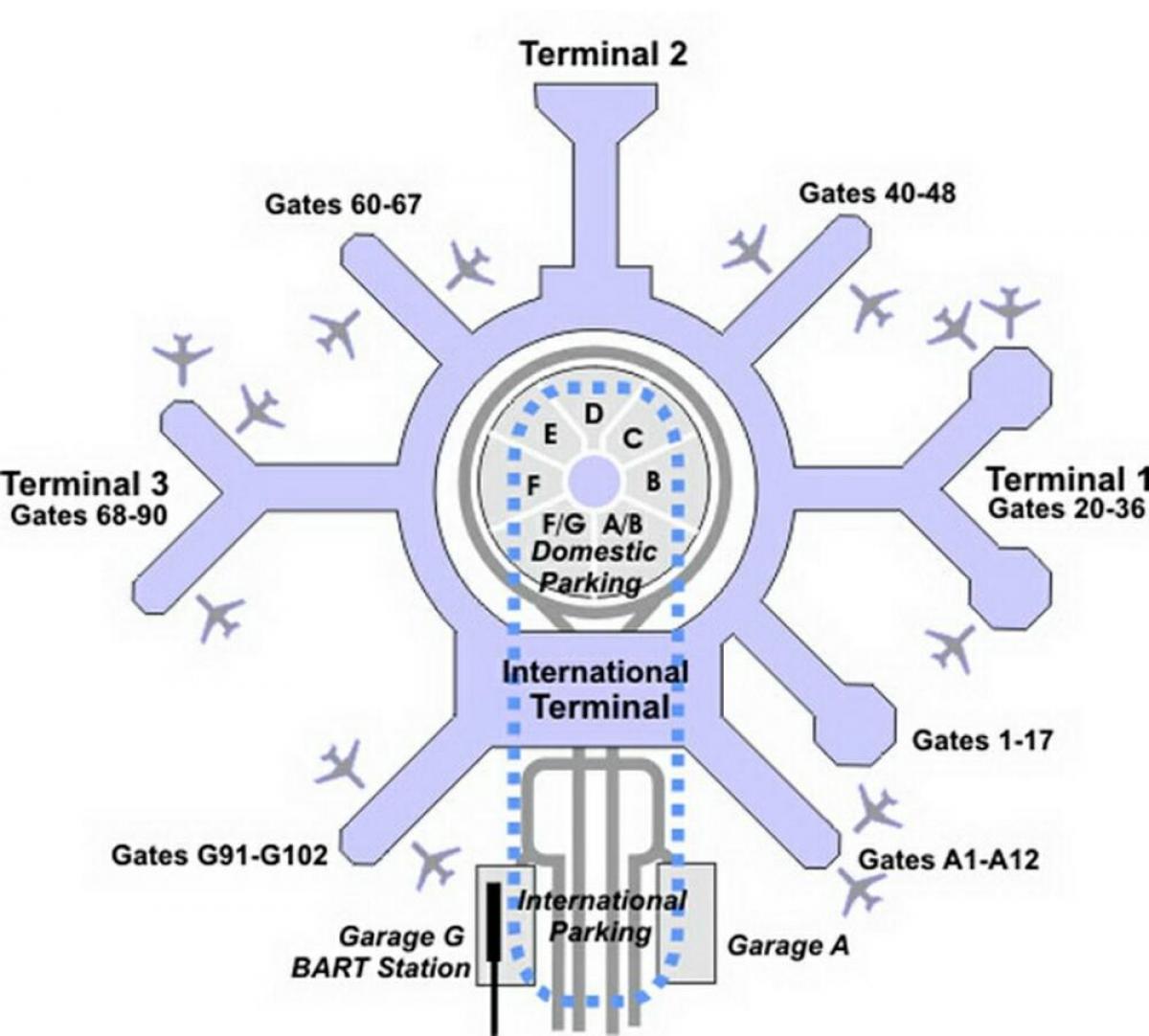 Kort SFO terminal g