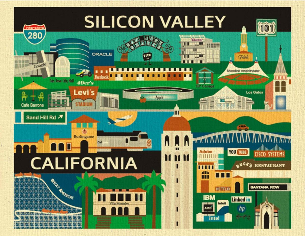 Kort af silicon valley plakat