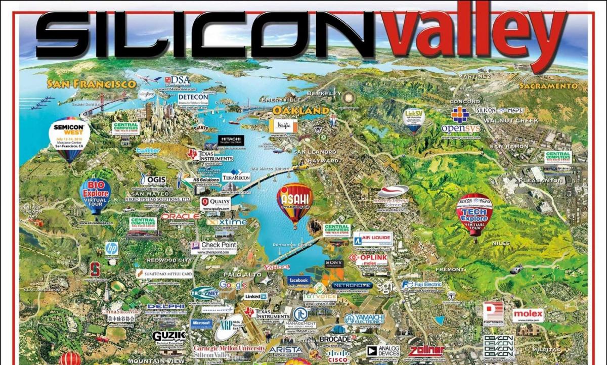 silicon valley-området kort