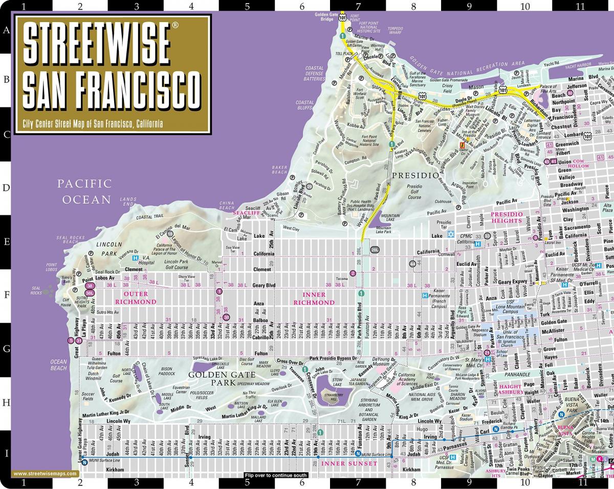 Kort over streetwise San Francisco
