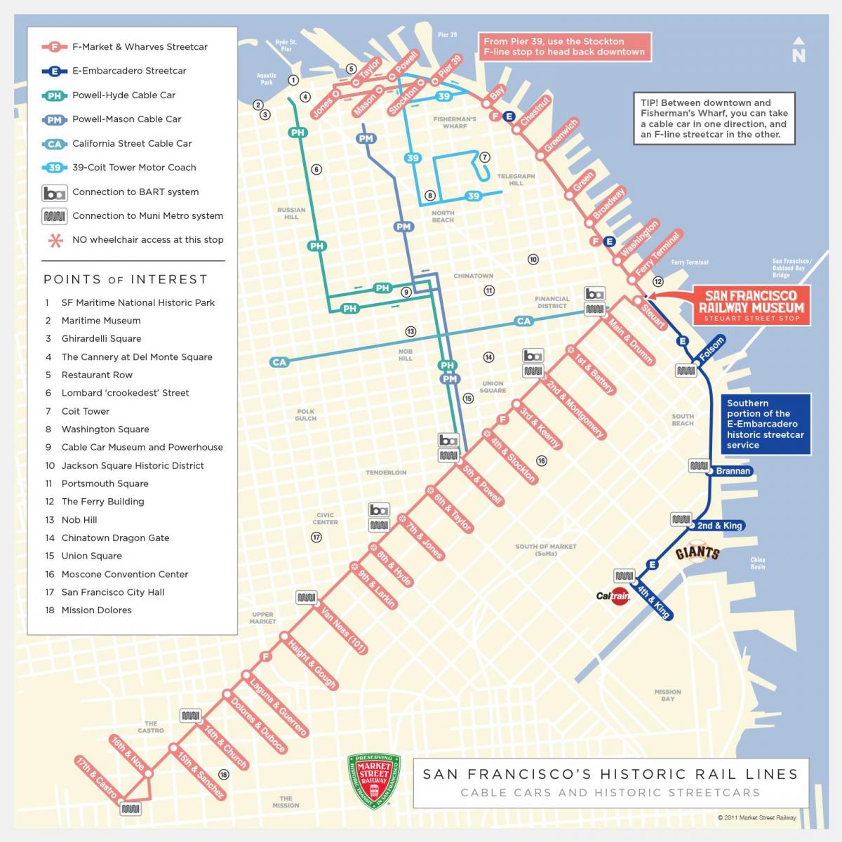 kort over San Francisco vogn rute