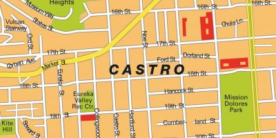 Kort over castro-kvarter i San Francisco