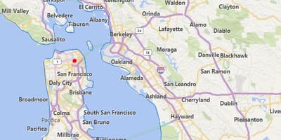 Kort over californien byer nær San Francisco