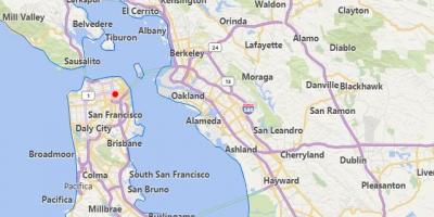 Kort over californien byer nær San Francisco