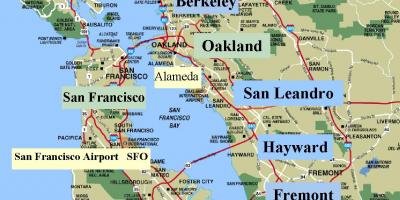 Kort over San Francisco-området i californien