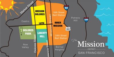 Kort over mission district i San Francisco