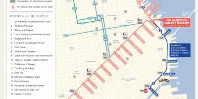 San Francisco cable car tidsplan kort