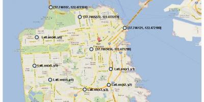 Kort over San Francisco koordinater