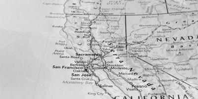 Sort / hvidt kort over San Francisco