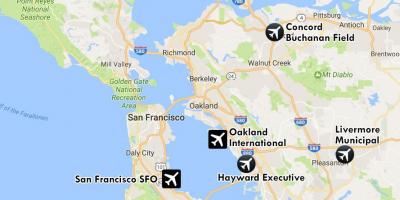 Lufthavne i nærheden af San Francisco-kort