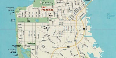 Kort over San Franciscos største attraktioner